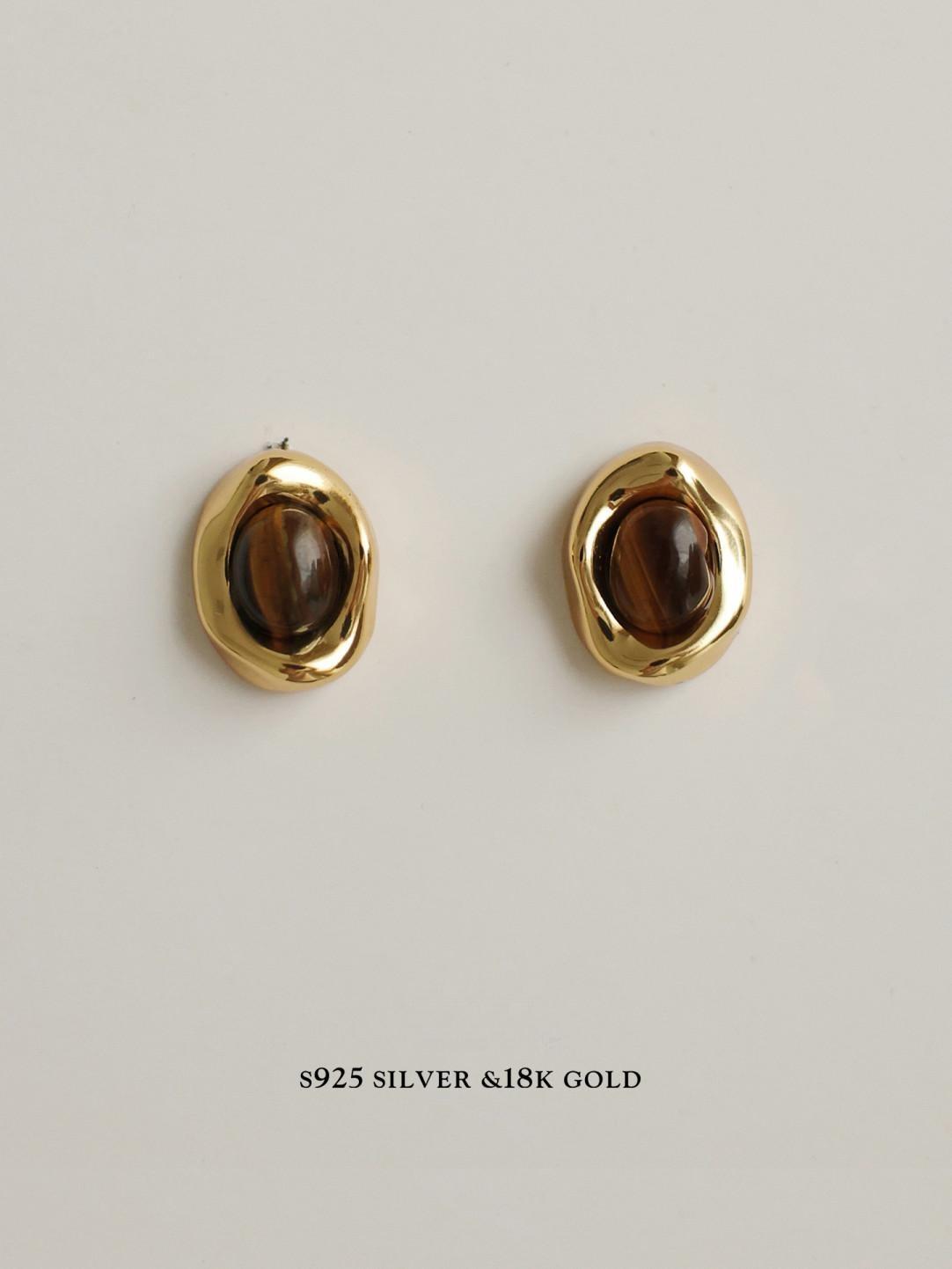 Gold Plated Vintage Tiger Eye Stone Earrings