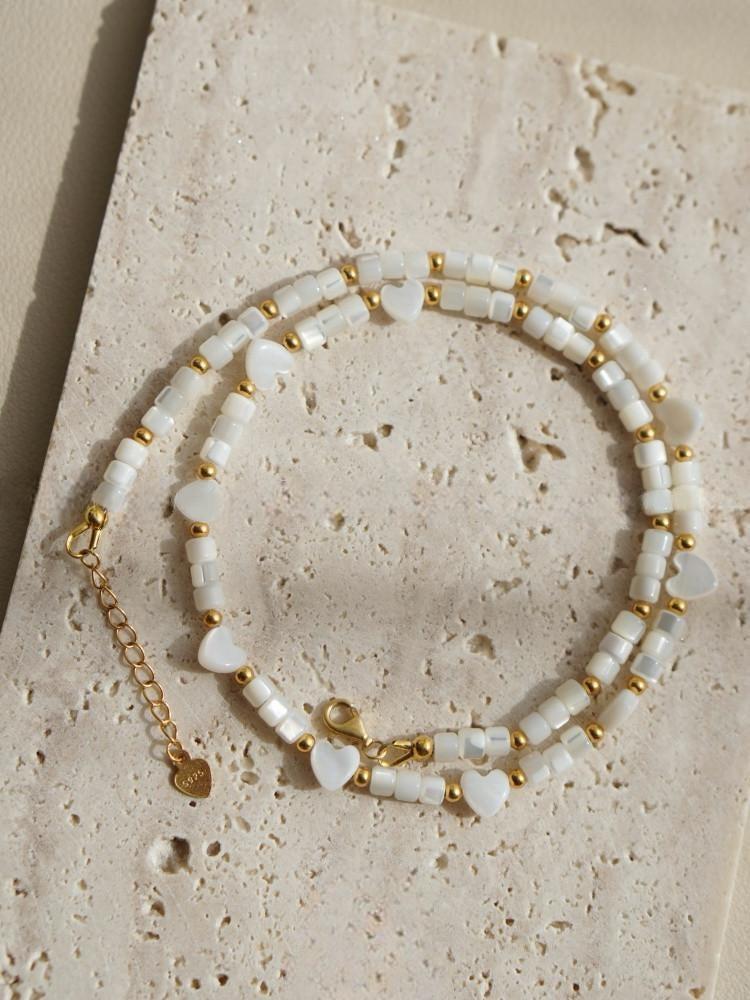Natural Shell Heart Pendant Necklace