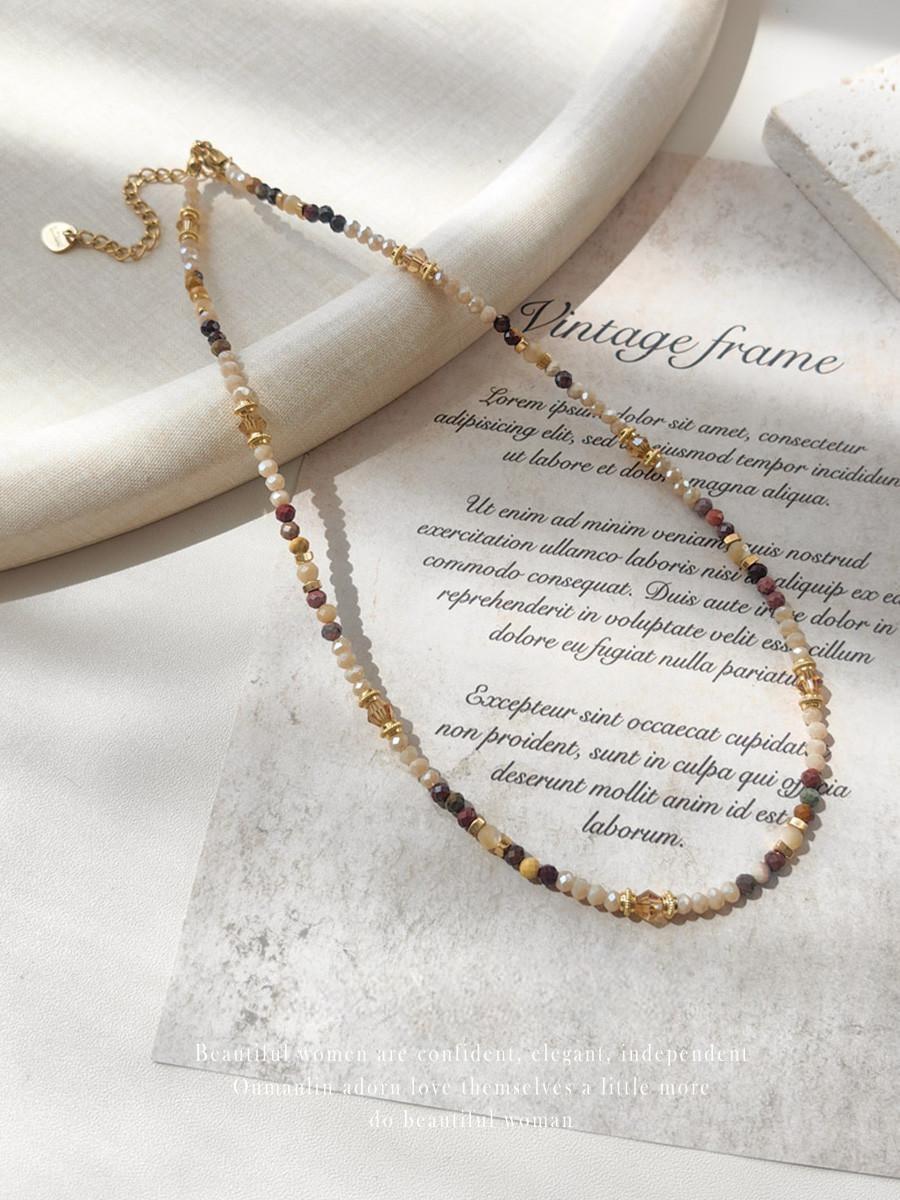 Natural Stone Minimalist Beaded Necklace