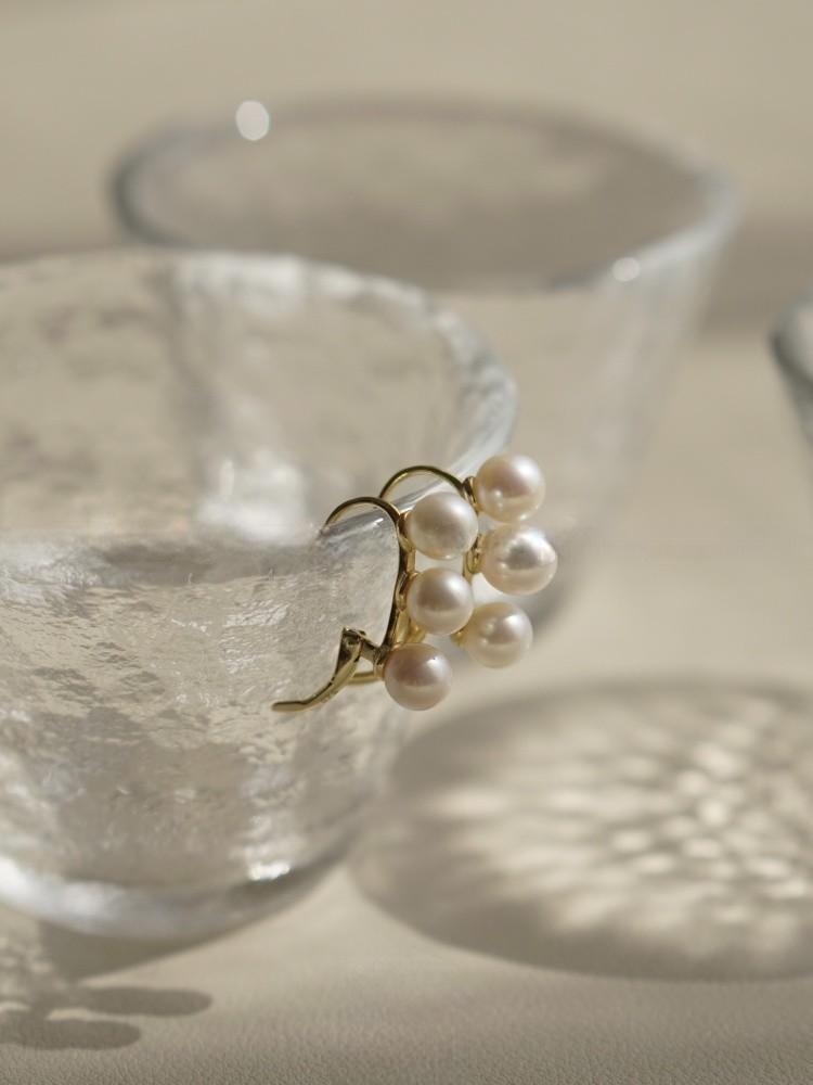 Freshwater Pearl Triple Row Gold Plated Earrings