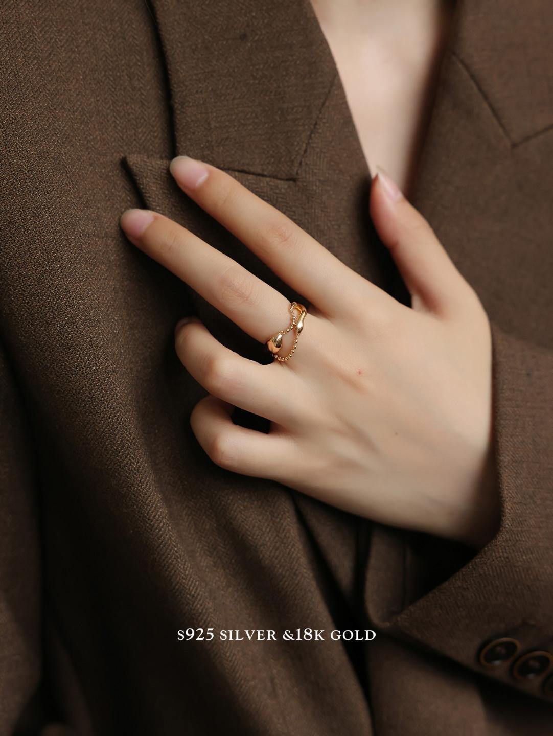 Minimalist Gold Plated Adjustable S925 Ring
