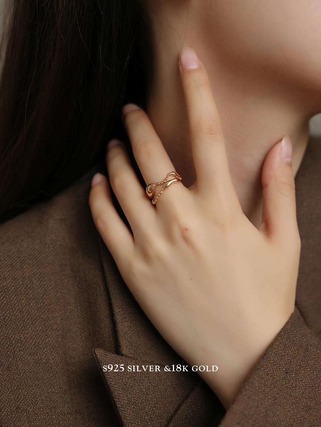 Minimalist Gold Plated Adjustable S925 Ring
