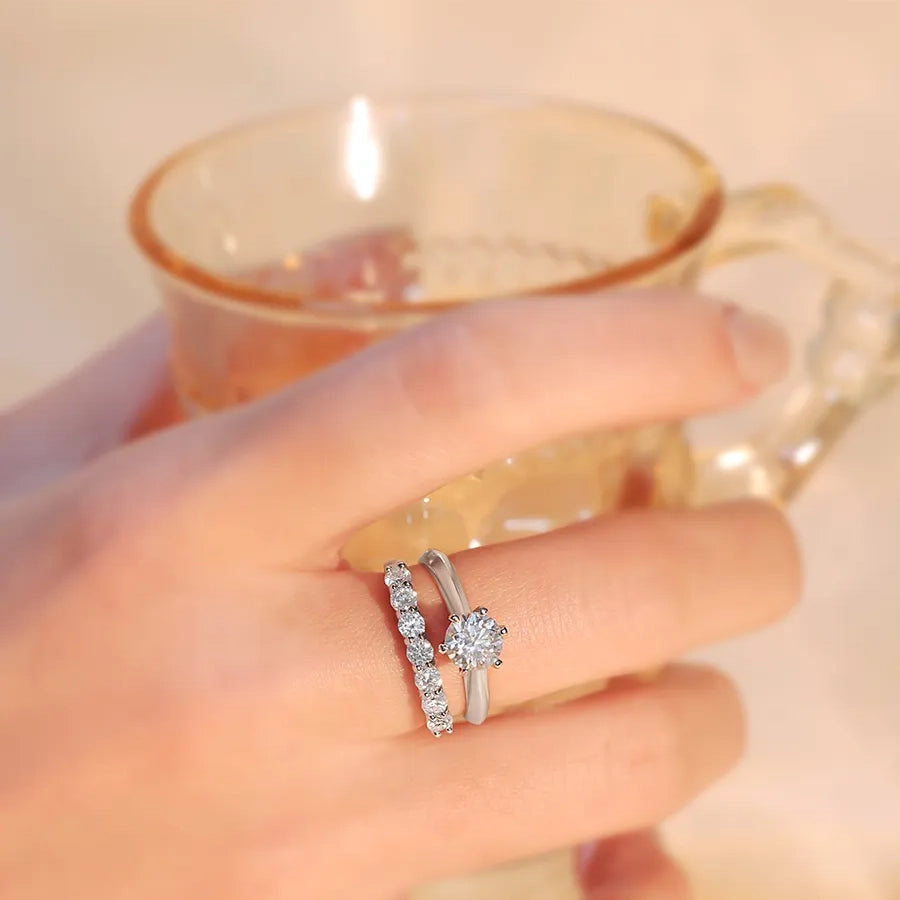 Half Eternity Moissanite Ring