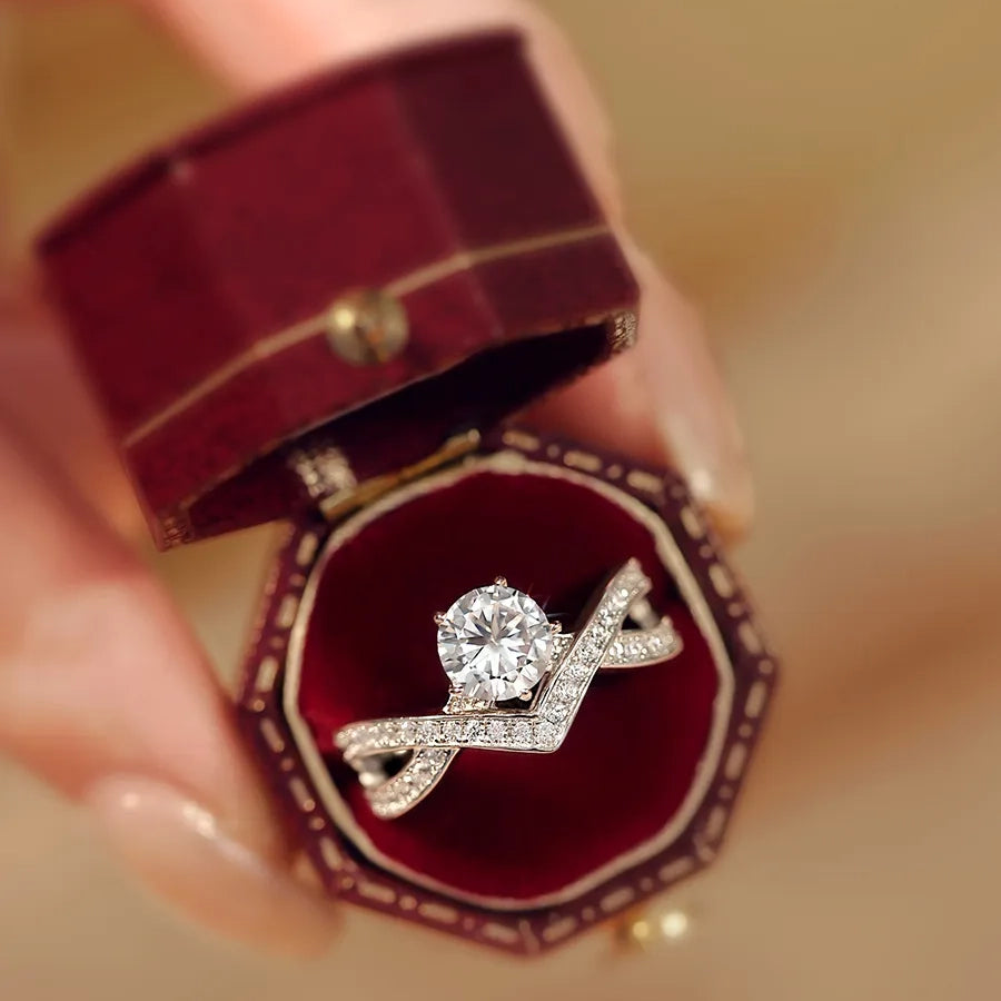 Criss Cross Moissanite Ring