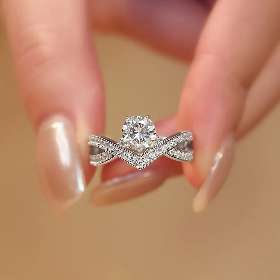 Criss Cross Moissanite Ring