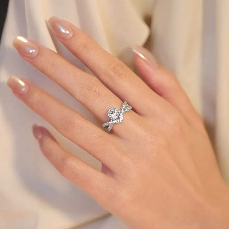 Criss Cross Moissanite Ring