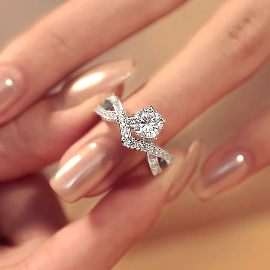 Criss Cross Moissanite Ring