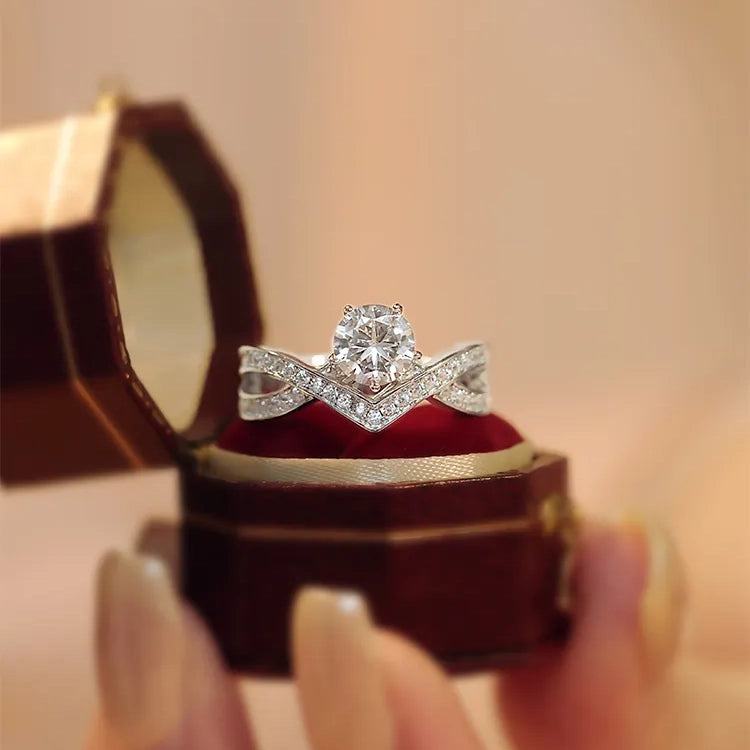 Criss Cross Moissanite Ring