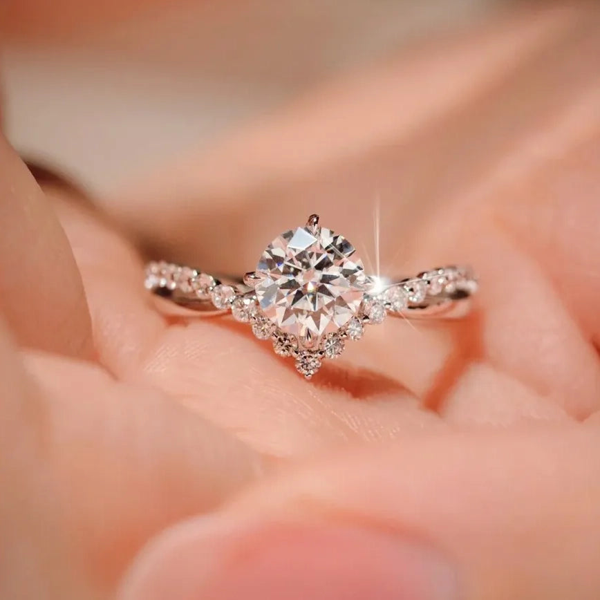 Criss Cross Halo Moissanite Ring