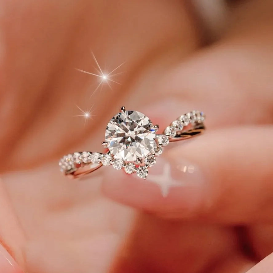 Criss Cross Halo Moissanite Ring