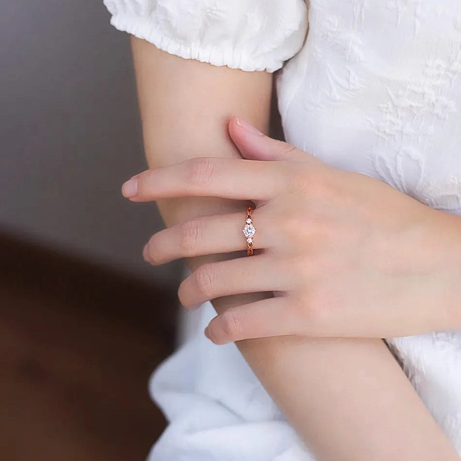 Twisted Trilogy Moissanite Ring