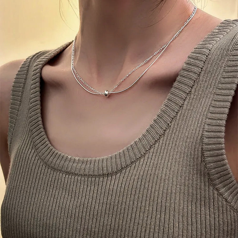 Double-Layer Paperclip Chain Necklace
