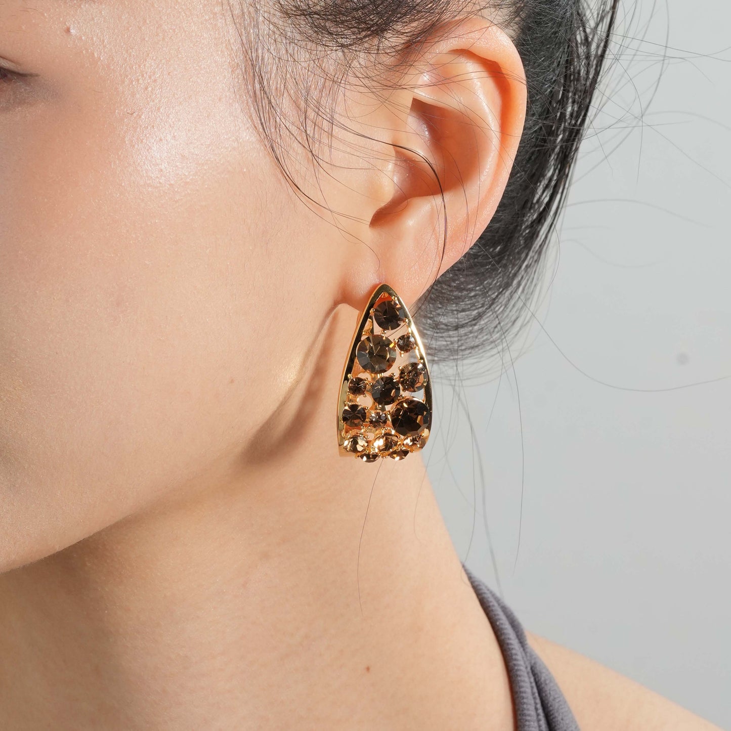 Amber Glow Half-Hoop Earrings