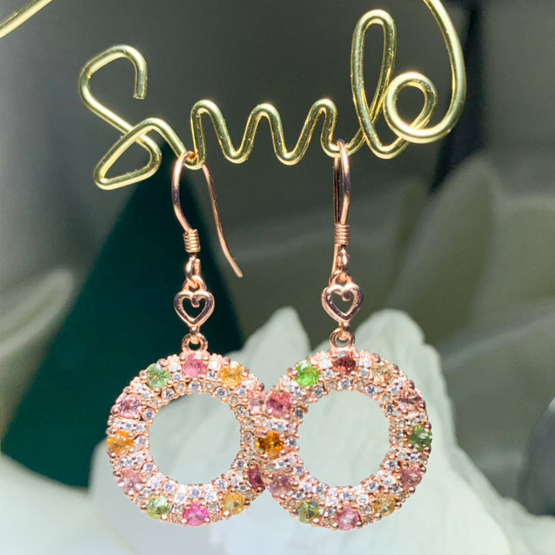Radiant Circle Tourmaline Earrings