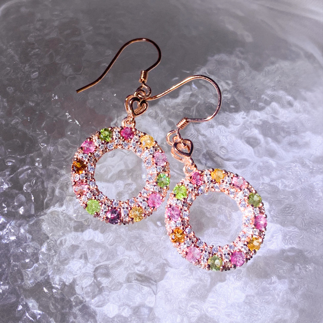 Radiant Circle Tourmaline Earrings