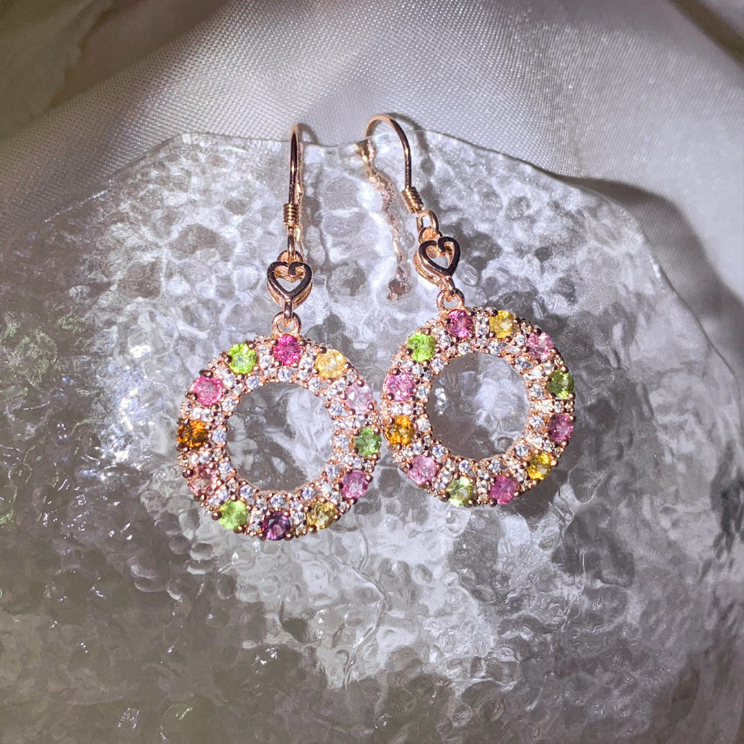 Radiant Circle Tourmaline Earrings