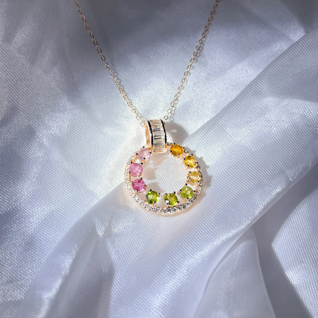 Mystic Bloom Wreath Tourmaline Pendant