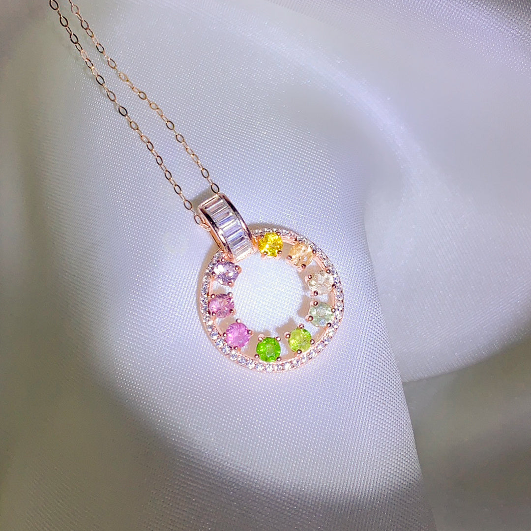 Mystic Bloom Wreath Tourmaline Pendant