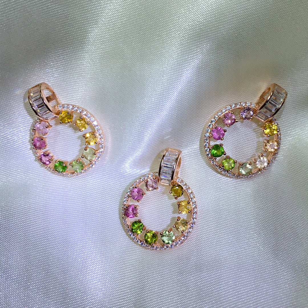 Mystic Bloom Wreath Tourmaline Pendant