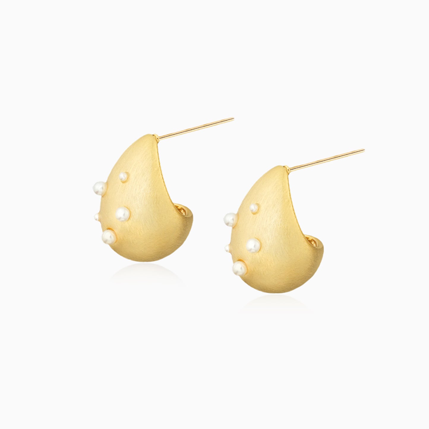 Drop Shaped Golden Plated Pearl Earrings