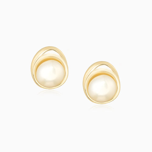 Natural Pearl Golden Plated Earrings