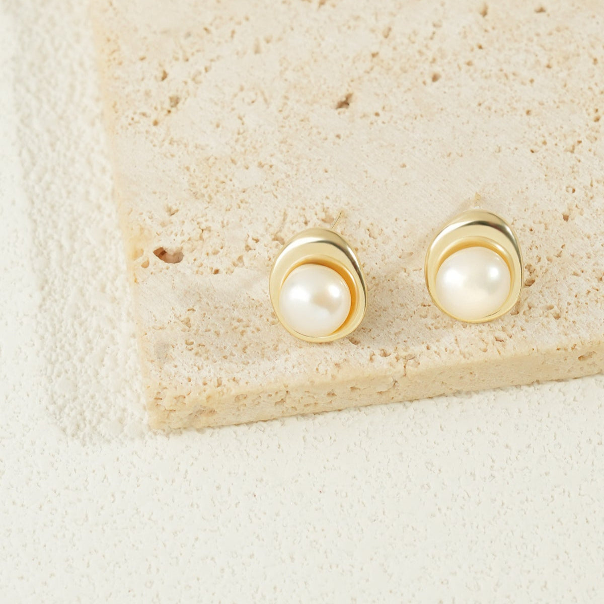 Natural Pearl Golden Plated Earrings