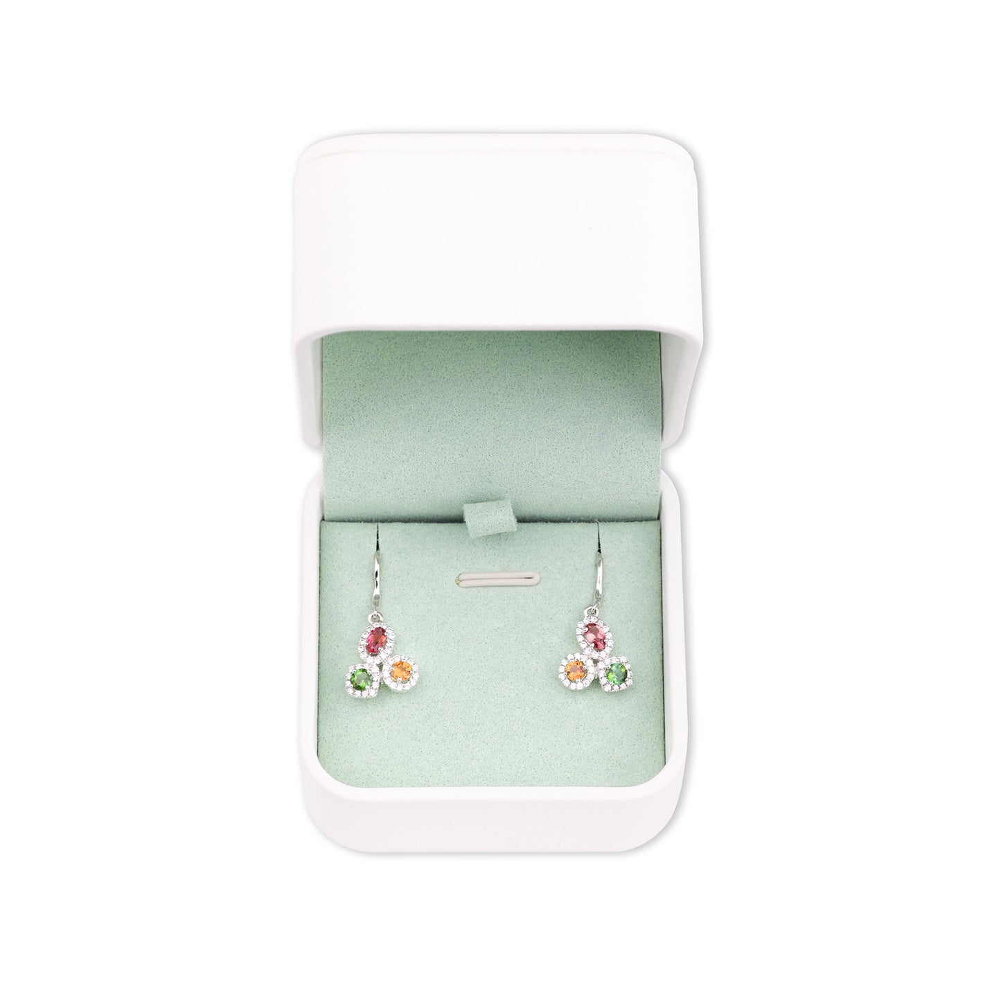 Tourmaline Three-Flower Hugging Earrings