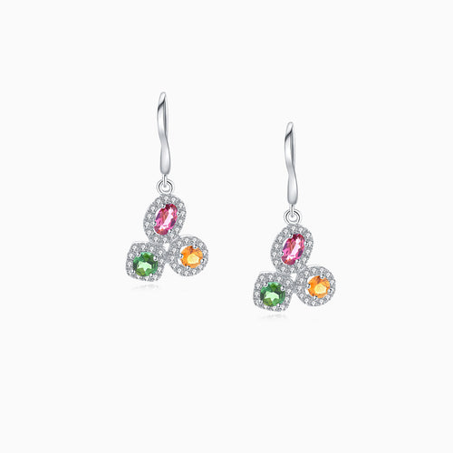 Tourmaline Three-Flower Hugging Earrings