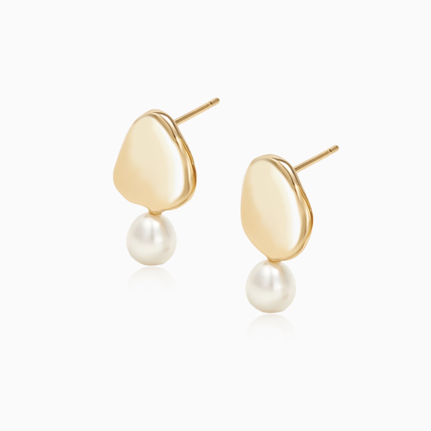 Unmatched Different Size Gold Plated Pearl Earrings