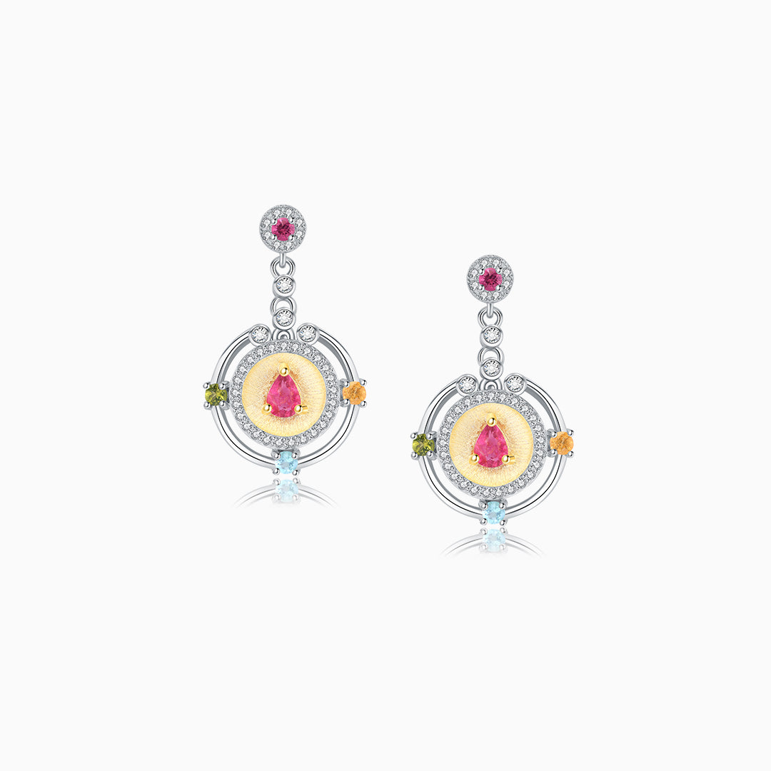Five-Color Round Tourmaline Earrings