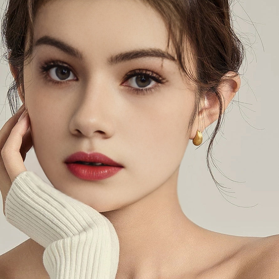 Drop Shaped Golden Plated Earrings