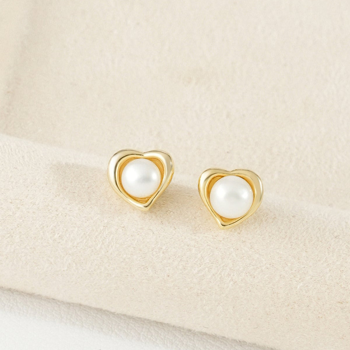 Heart Shaped Pearl Gold Plated Earrings