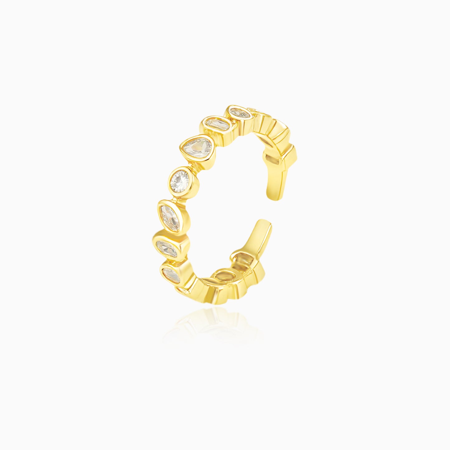 Multi-shaped Zirconia Gold Plated Open-ended Ring