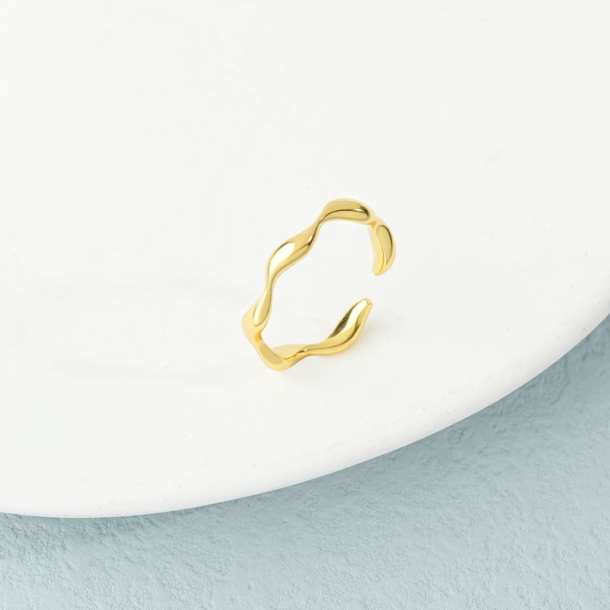 Wavy Gold Plated Open-ended Ring