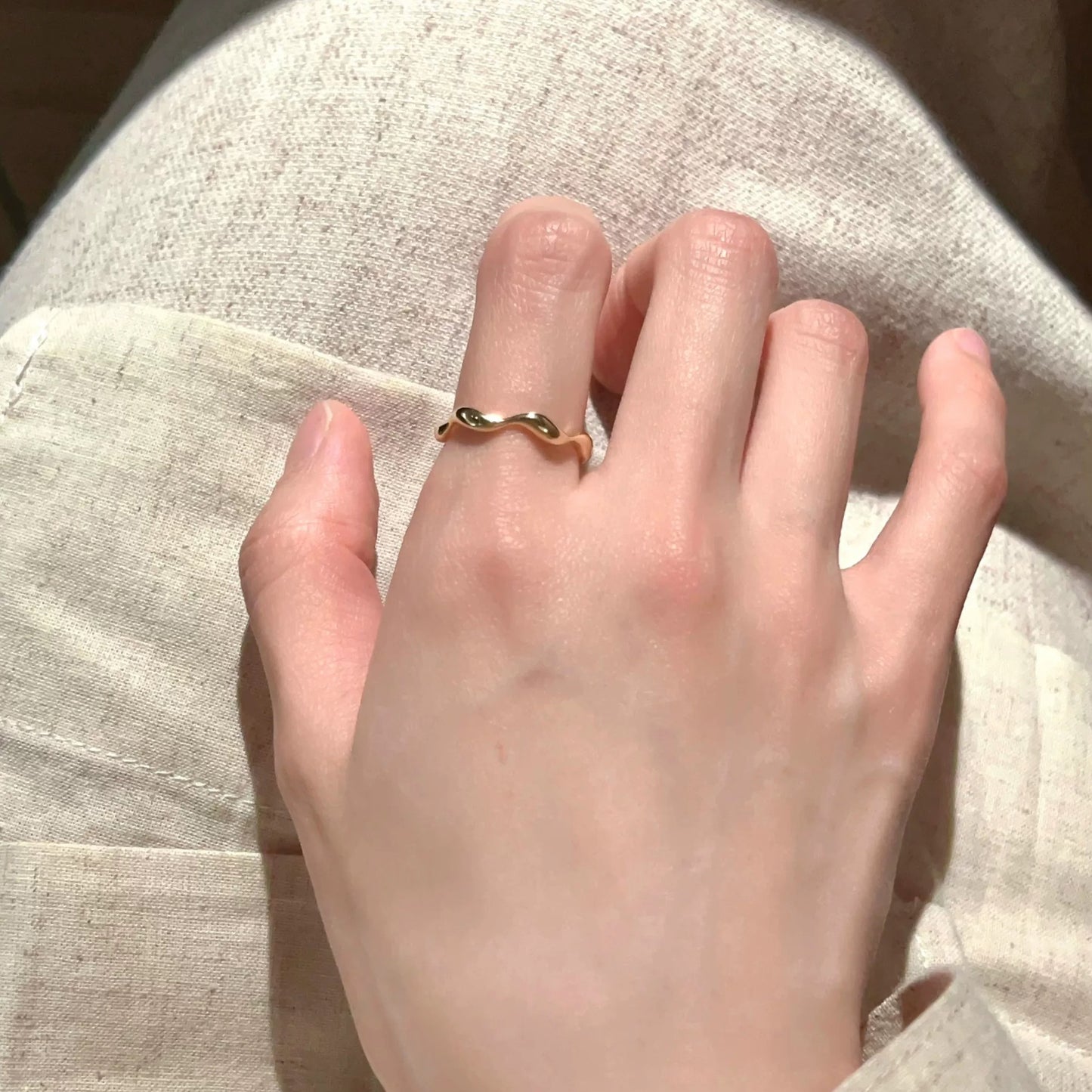 Wavy Gold Plated Open-ended Ring