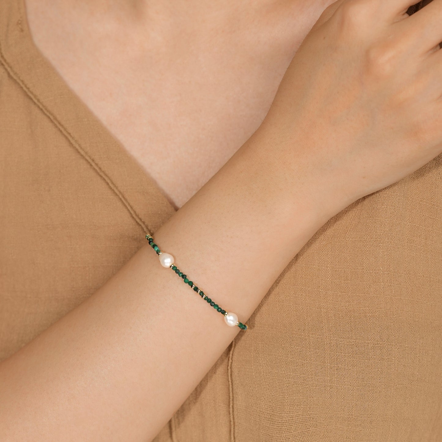 Malachite Natural Pearl Bracelet