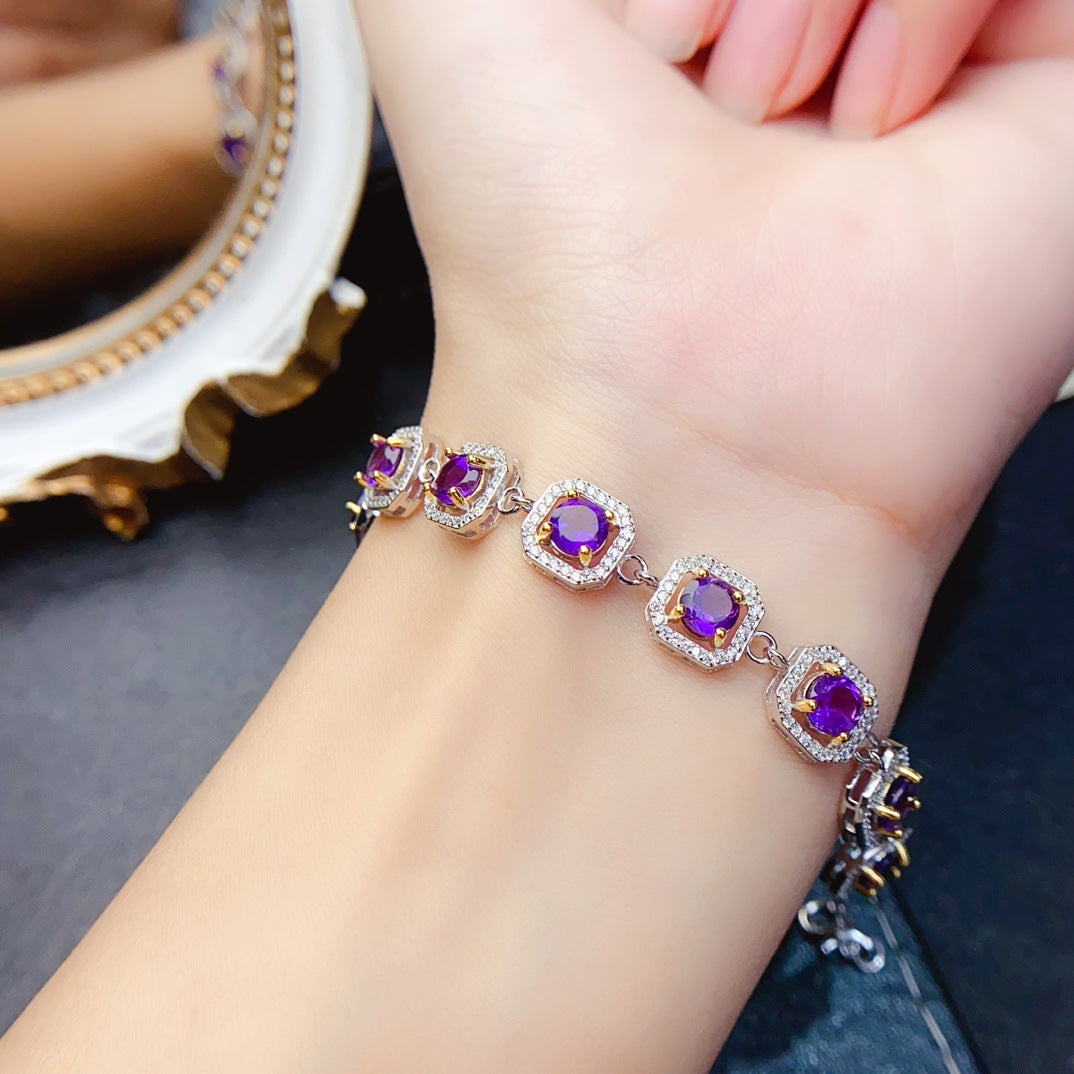 Framed Link Amethyst Bracelet