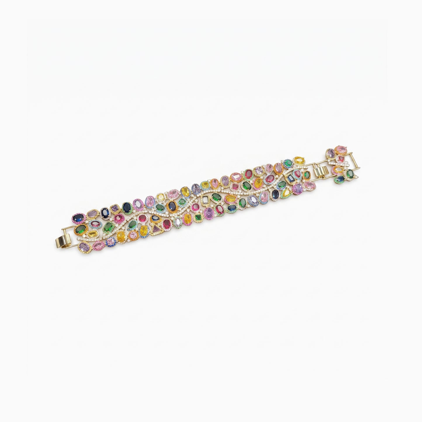Multicolor Cluster Wide Cuff Bracelet