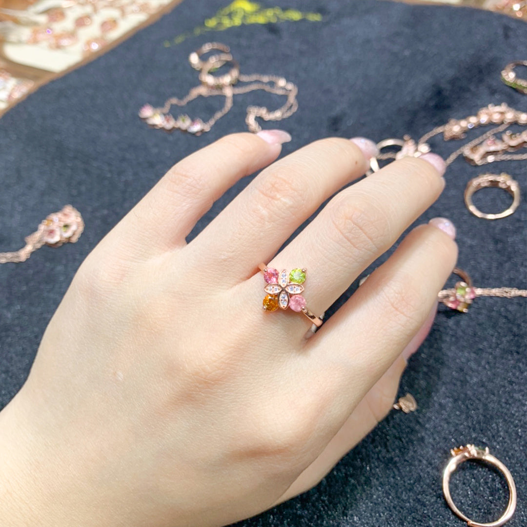 Clover Charm Tourmaline Ring