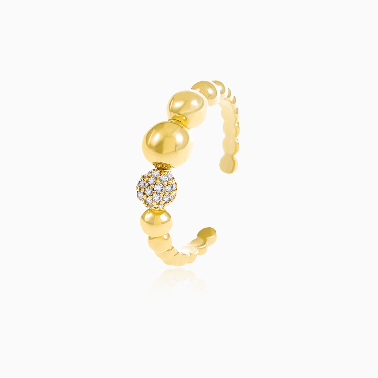 Round Zirconia Golden Plated Open-ended Ring