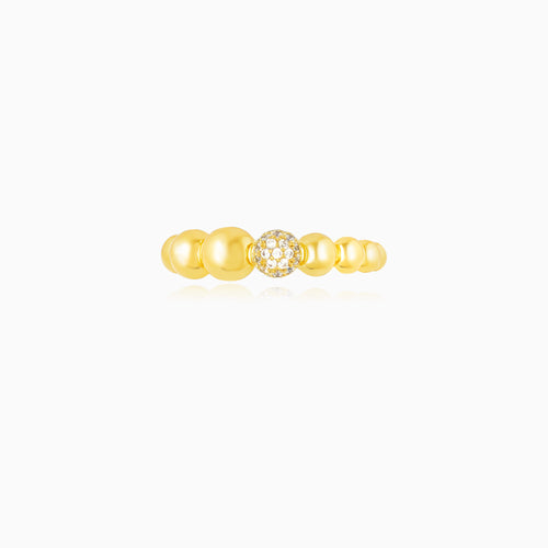 Round Zirconia Golden Plated Open-ended Ring
