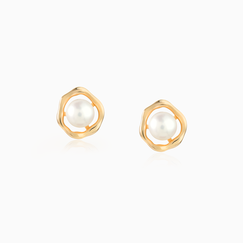 9.5mm Pearl Gold Plated Earrings