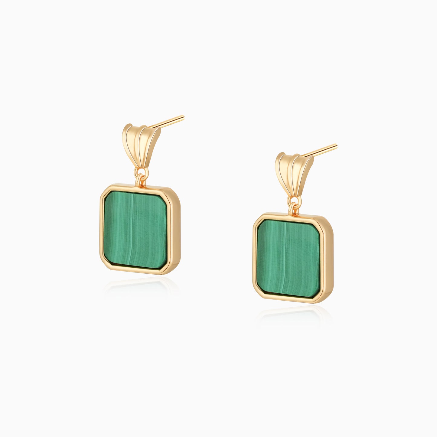 Malachite Gold Plated Earrings