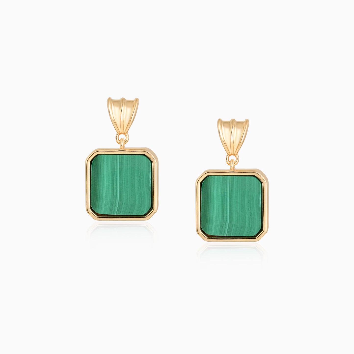 Malachite Gold Plated Earrings