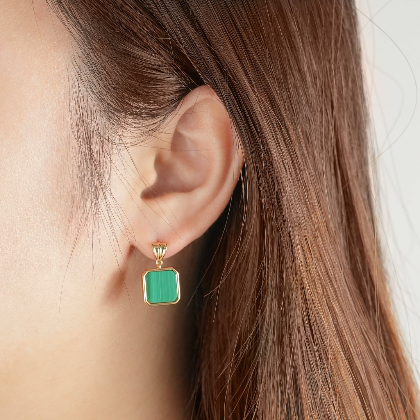 Malachite Gold Plated Earrings