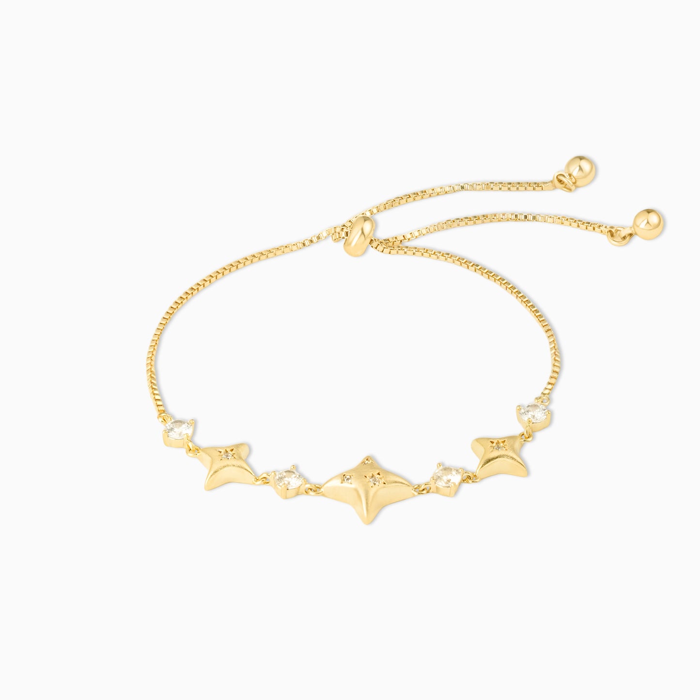 Rhombic Zirconia Slider Clasp Gold Plated Bracelet