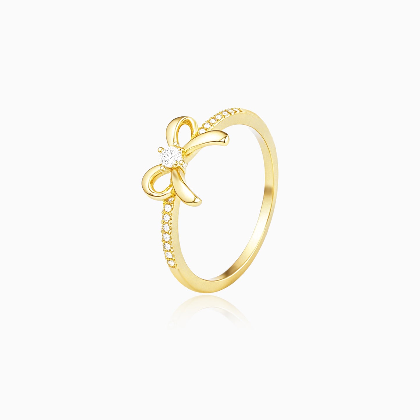 Bow Tie Gold Plated Zirconia Ring