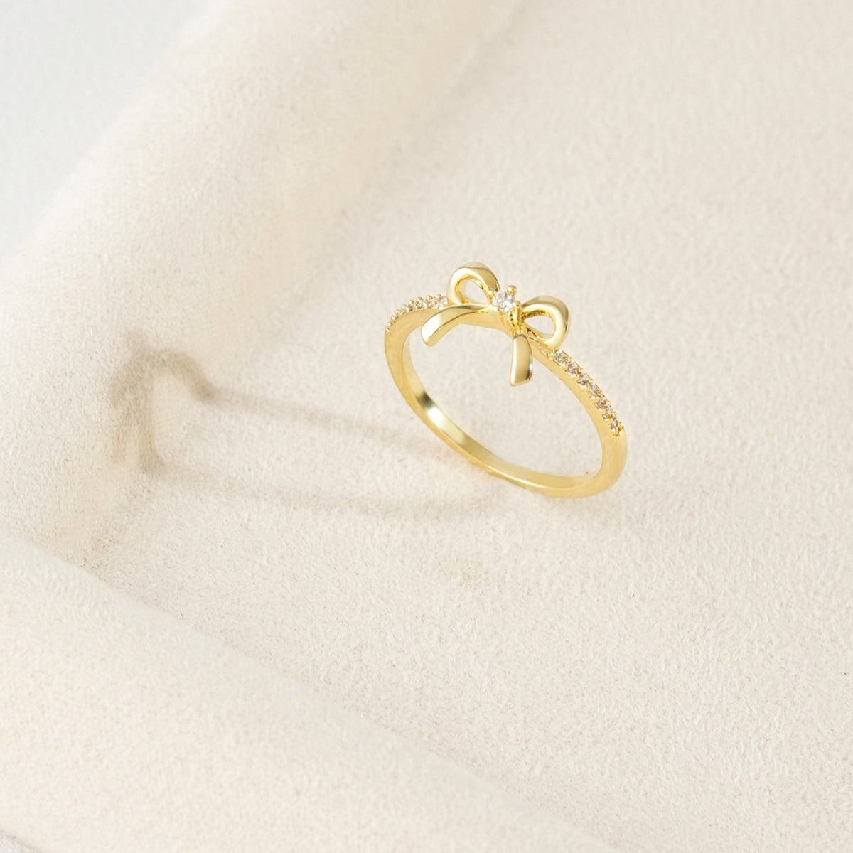 Bow Tie Gold Plated Zirconia Ring