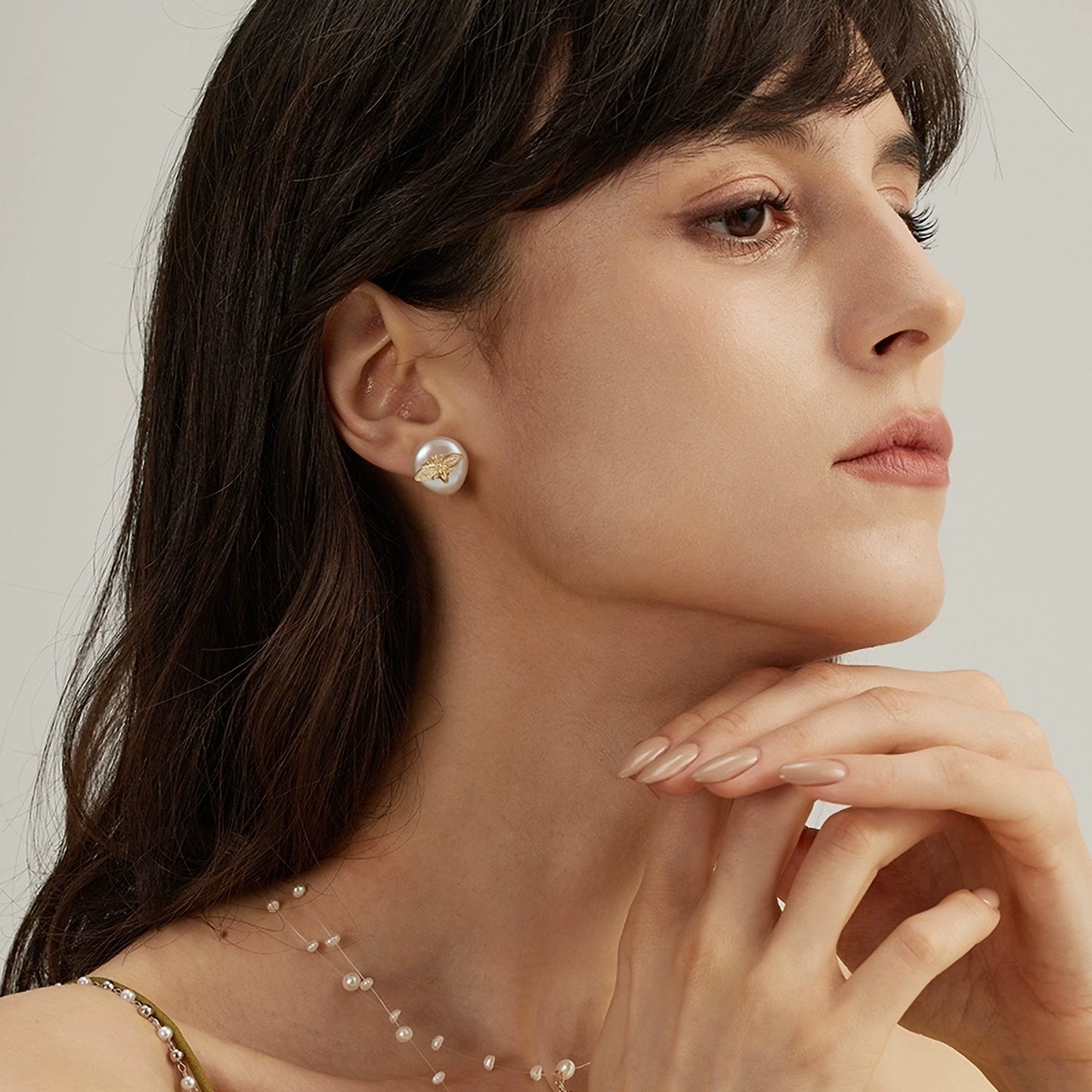 Baroque Pearl Bee Stud Earrings