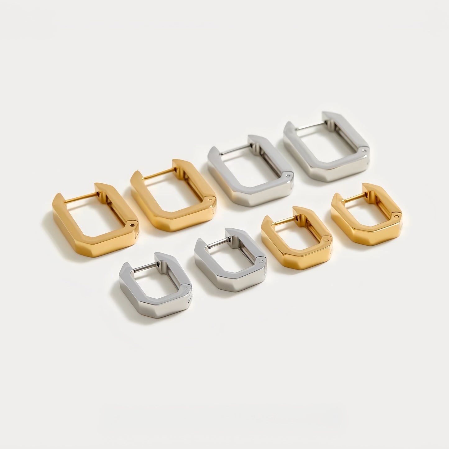 Geometric Rectangle Huggie Hoop Earrings
